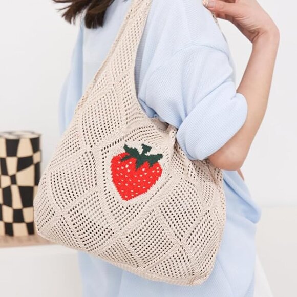 Crochet Mesh Beach Tote Shoulder Bag - Picture 6 of 7